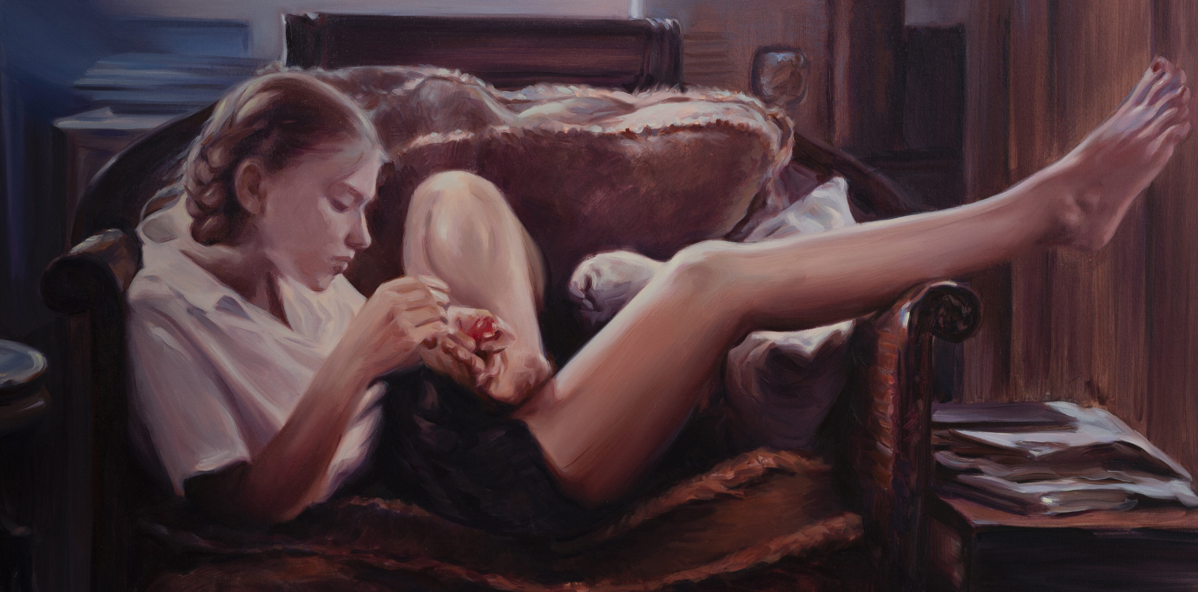 10 .girl on the sofa, 2025. oil on linen, 32 x 22 in copy