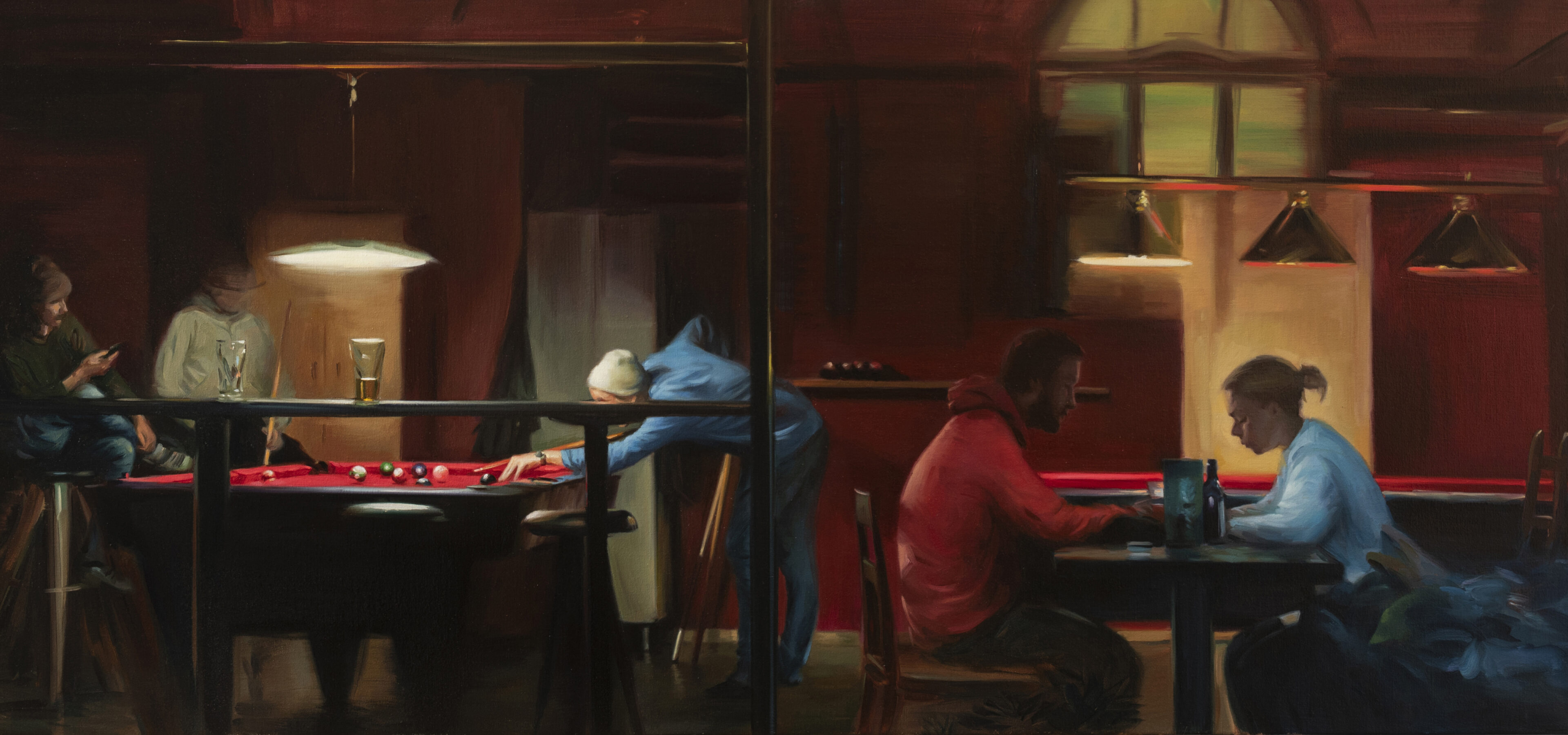 Night windows, 2024. oil on lienen 24 x 40 in copy 2
